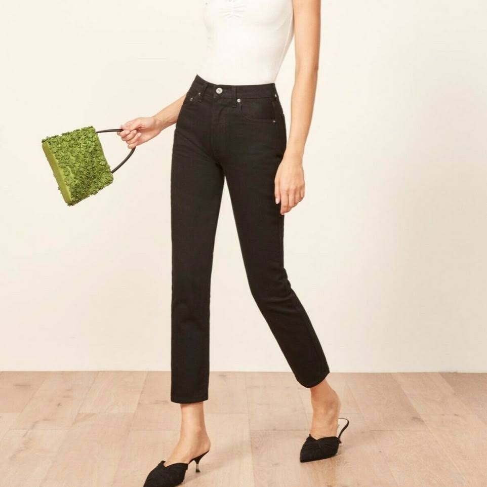 Reformation Julia Crop High Cigarette Jean Black